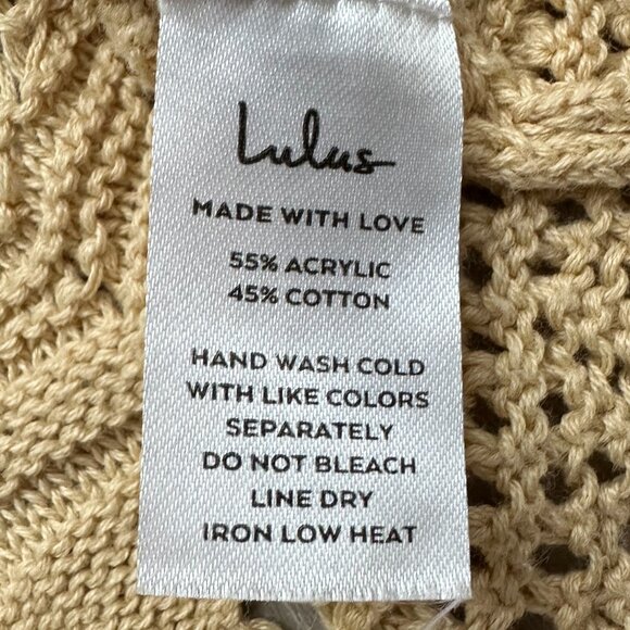 LULUS Only Yours Beige Sheer Crochet Ruched Sweater Top XS (ONLY WORN ONCE!) - Picture 8 of 8